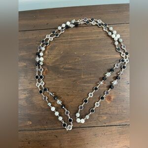 Elegant Black and White Beaded Women’s Necklace